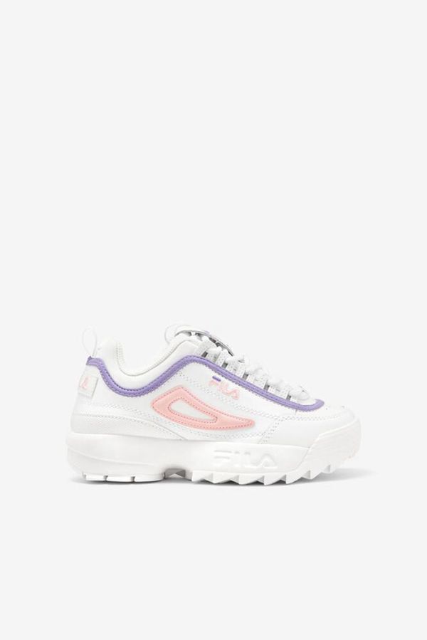 Tênis Fila Rapaz Branco/Coral/Roxo - Fila Little Disruptor 2 Portugal Lojas,HAJP-60952